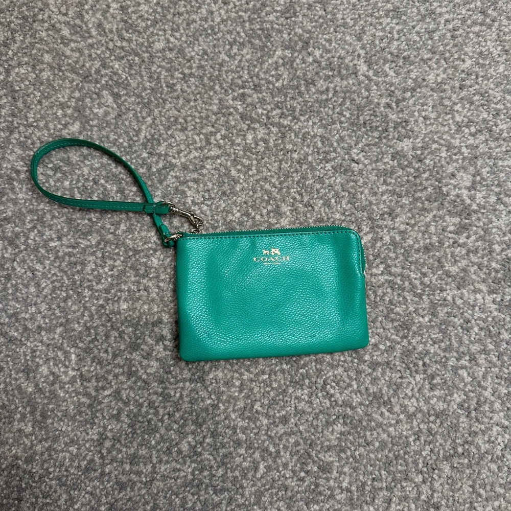 Coach Teal Leather Wristlet - final sale